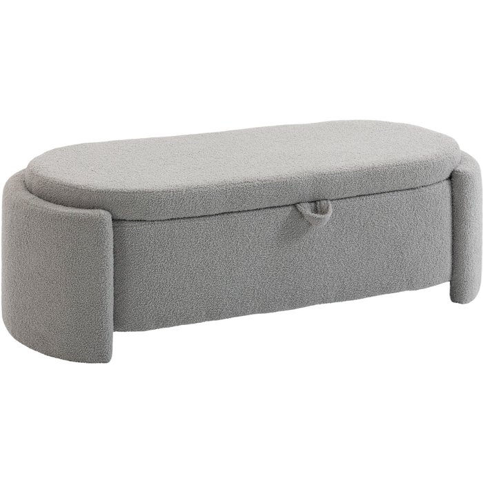 Banco de almacenaje homcom terciopelo de teddy gris claro 129x48.5x44 cm