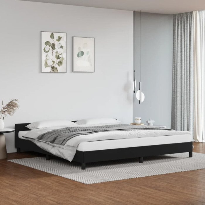 Estructura de cama con cabecero sin colchón negro 200x200 cm vidaxl