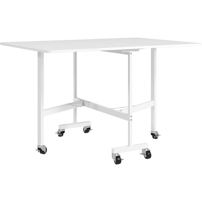 Mesa plegable comedor homcom mdf, acero blanco 120x80x73 cm