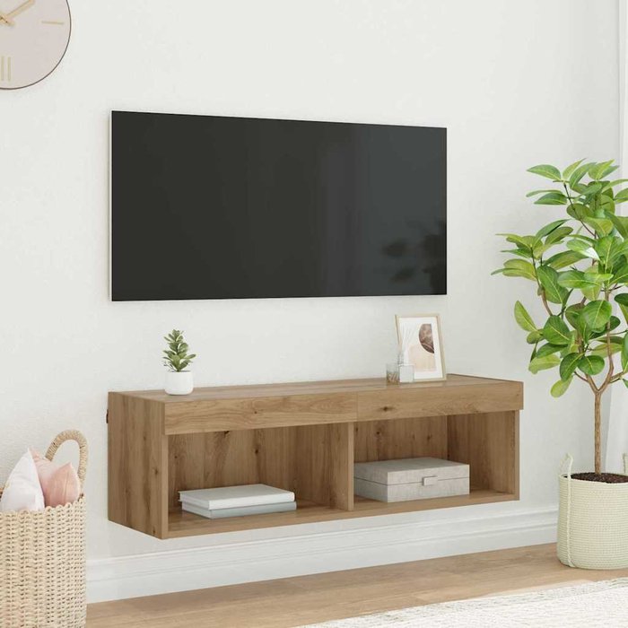 Mueble de tv de pared panamá, roble artesanal, 100 x 30 x 30 cm