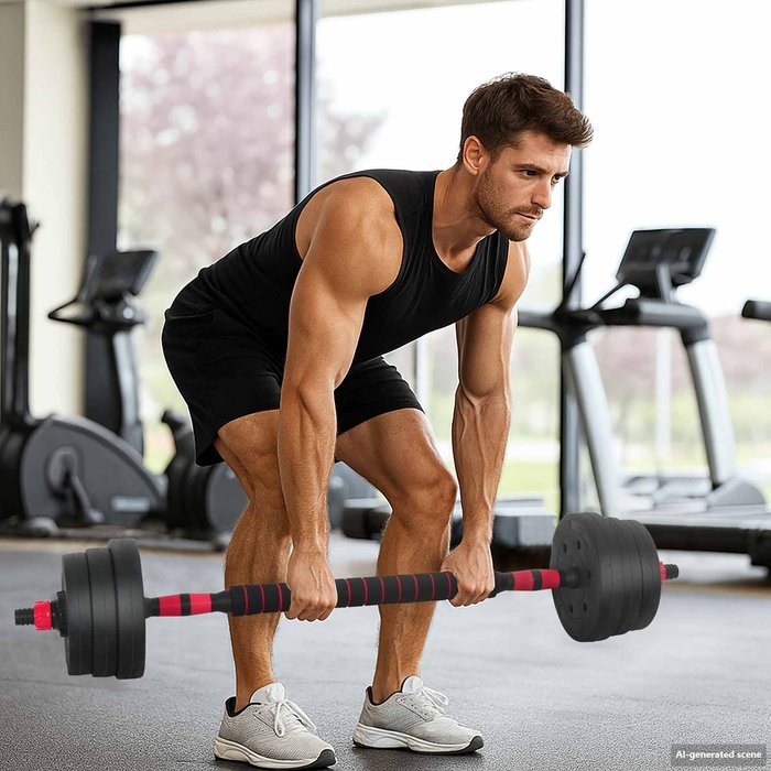 Juego de mancuernas 4 en 1 30kg negro y rojo