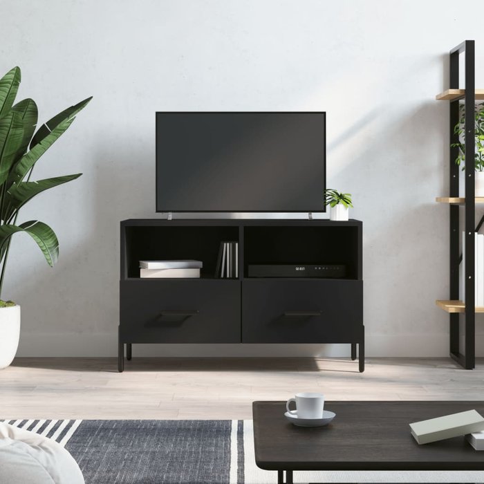 Mueble para tv madera contrachapada negro 80x36x50 cm - comfortxl