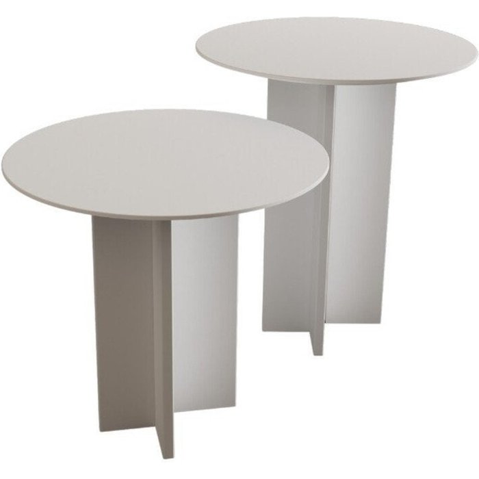 Lote de 2 mesas de centro redondas h45 / h55 cm - leo