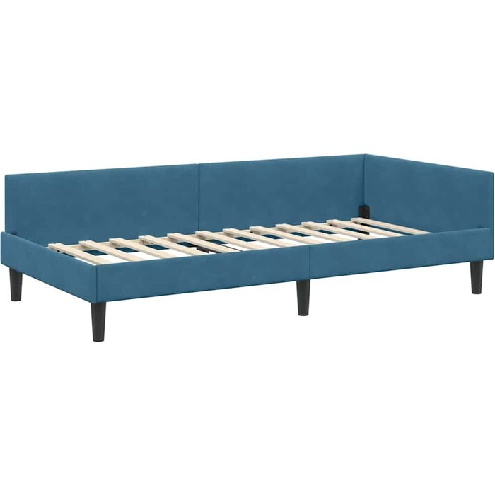 Estructura de cama esquinera con cabecera azul 80 x 200 cm