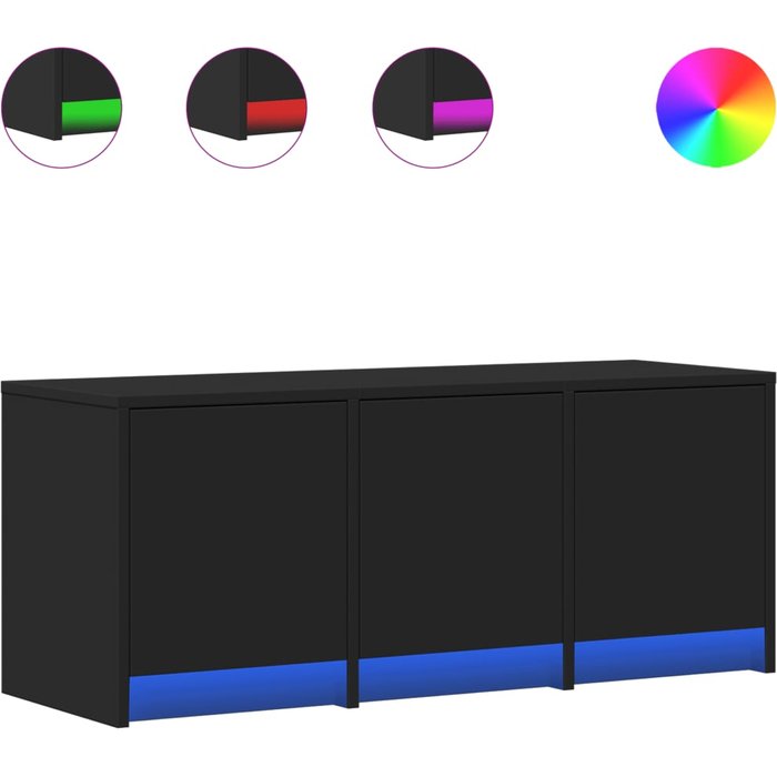 Mueble de tv con led en madera composite negra 97x34x40 cm - comfortxl