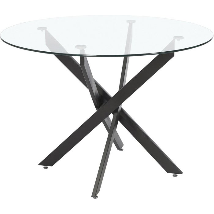Mesa comedor redonda de cristal dan patas negras 110 cm