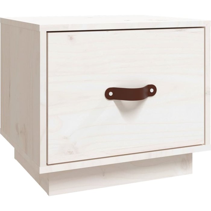 Mesita de noche blanco 40x34x35 cm madera maciza de pino