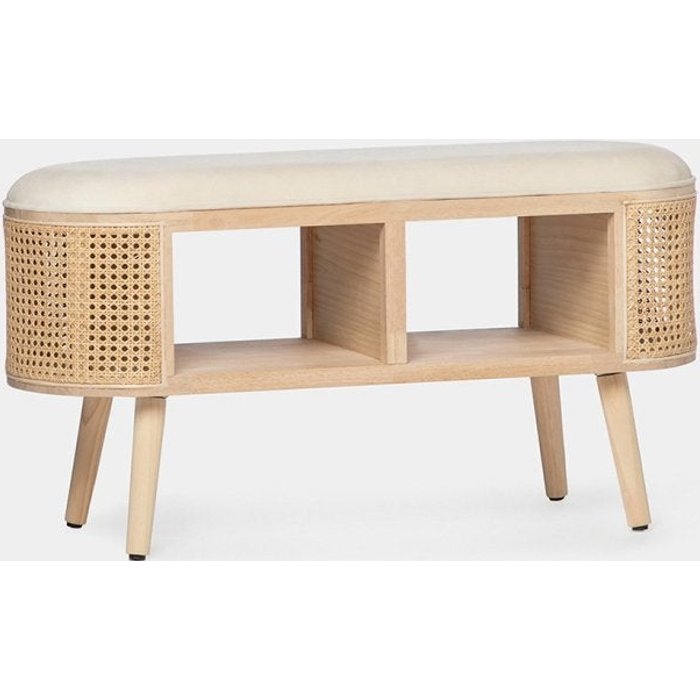 Pie de cama de madera natural 90x47 cm