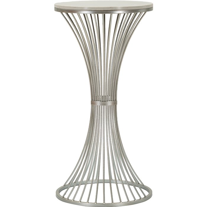 Mesa auxiliar de metal plateado cm ø 40x79