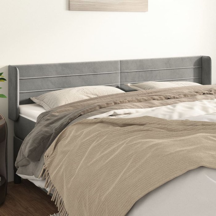 Cabecero de terciopelo gris claro 183x16x78/88 cm - comfortxl