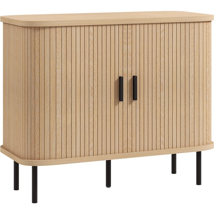 Aparador de salón homcom mdf, melamina de madera roble 90x40x75 cm