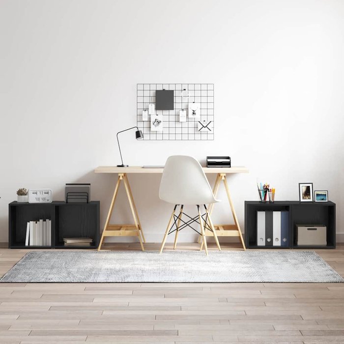 Conjunto de mueble de tv de pared de 4 piezas, negro, 37 x 35 x 37,5 cm