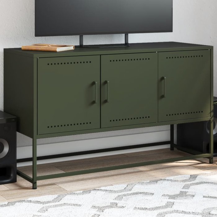 Mueble para tv de acero verde oliva 100,5x39x60,5 cm