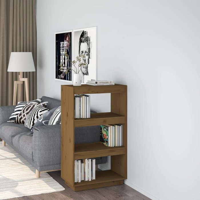 Librería/separador marrón miel 60x35x103cm madera maciza de pino