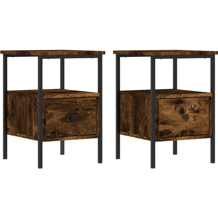 Mesitas de noche 2 piezas roble ahumado 34x36x50 cm madera contrachapada