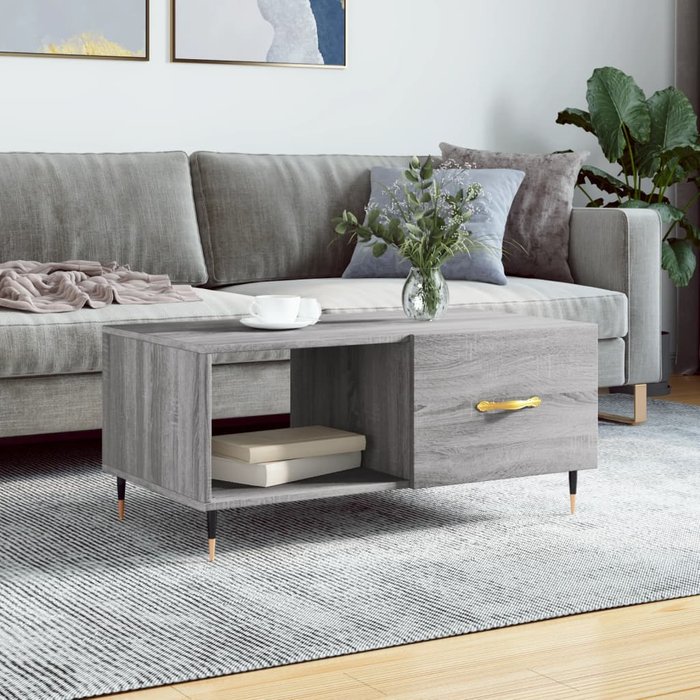 Vidaxl mesa de centro madera contrachapada gris sonoma 90x50x40 cm