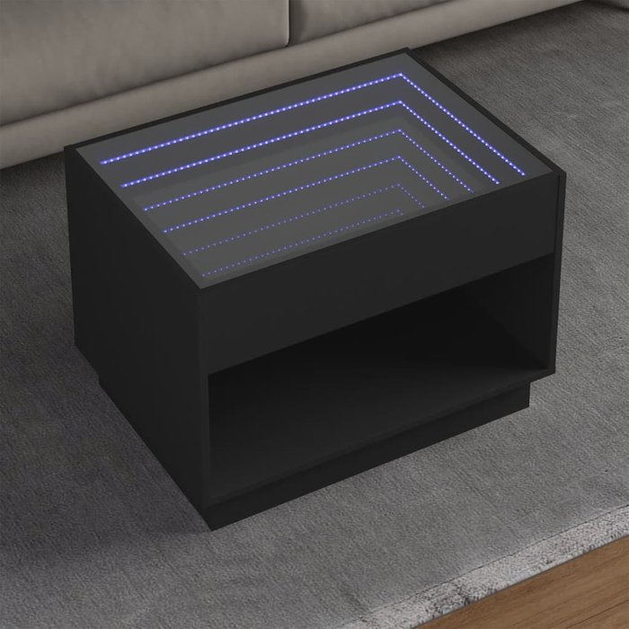 Mesa de centro con infinity led negro 70x50x50 cm vidaxl