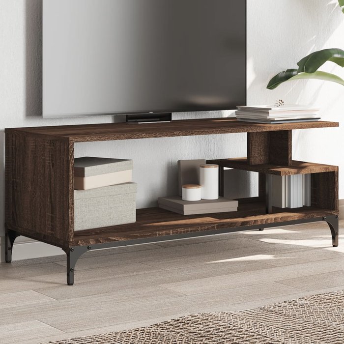 Maison exclusive - mueble de tv madera de ingeniería y acero marrón 102x40x41 cm