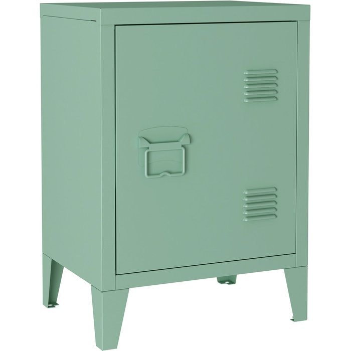 Mesita de noche de acero laminado 57 x 40 x 30 cm verde pastel mate 03_0008685