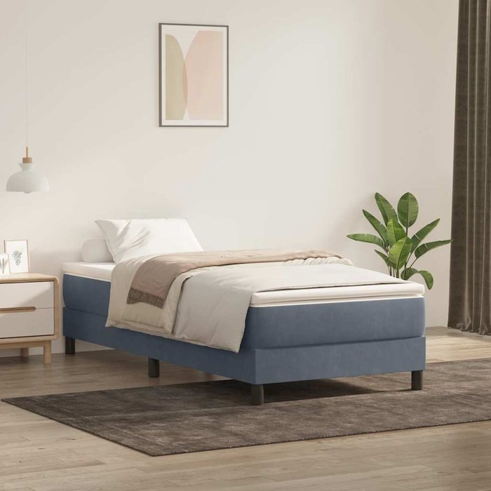 Maison exclusive - cama box spring sin colchón gris oscuro terciopelo 80x220 cm