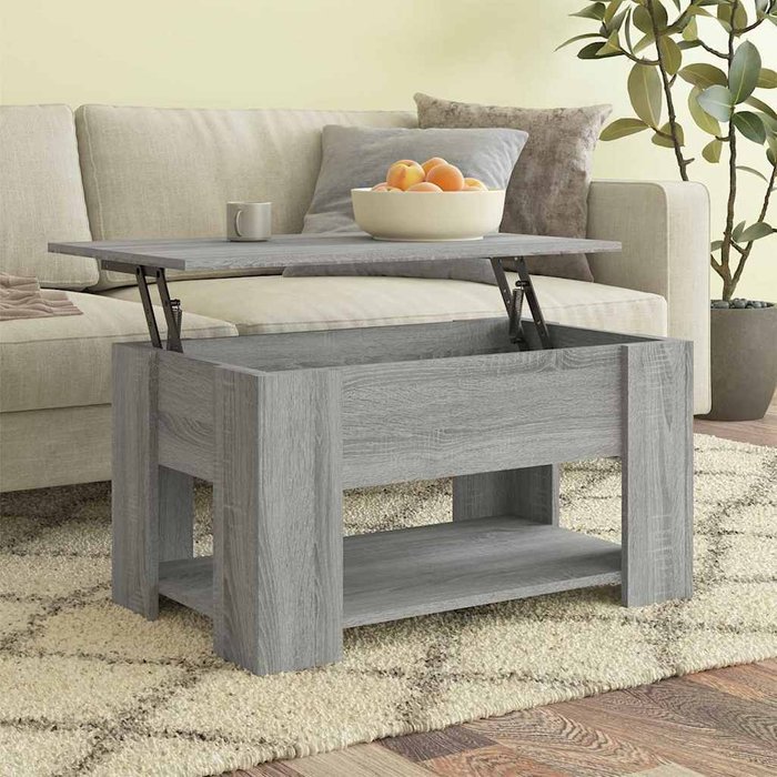 Mesa de centro sonoma, gris, 79x49x41 cm, madera de ingeniería.