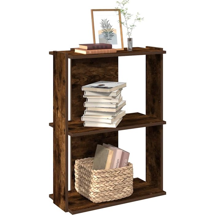Librería 3 niveles roble ahumado 60x30x80 cm madera contrachapada