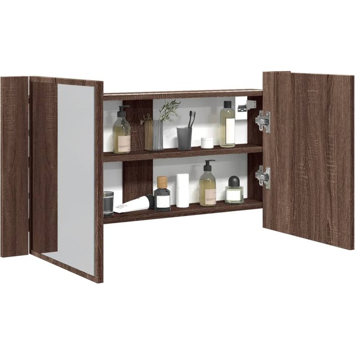 Maison exclusive - armario espejo de baño led acrílico marrón roble 90x12x45 cm