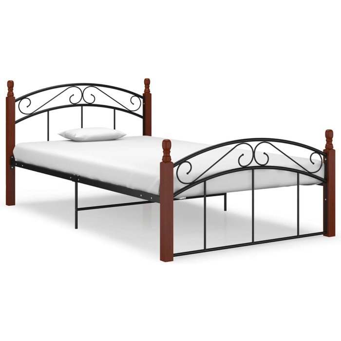 Estructura cama sin colchón metal madera roble negro 120x200 cm