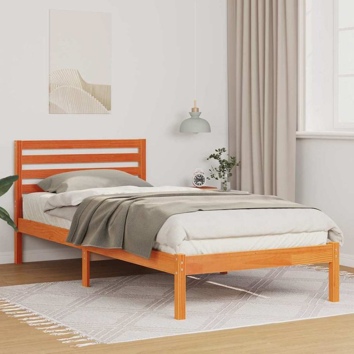 Estructura de cama con cabecera marrón cera 100 x 210 cm vidaxl
