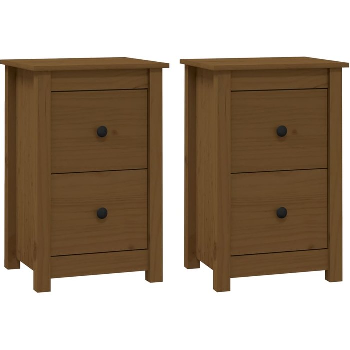 Mesitas de noche 2 piezas marrón miel 40x35x61,5 cm pino macizo