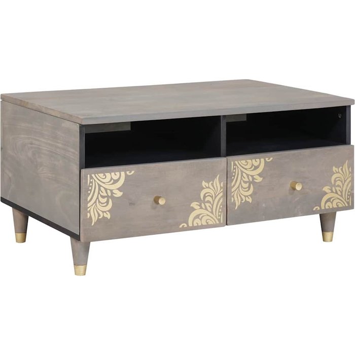 Vidaxl mesa de café gris 80 x 54 x 40 cm madera maciza de mango