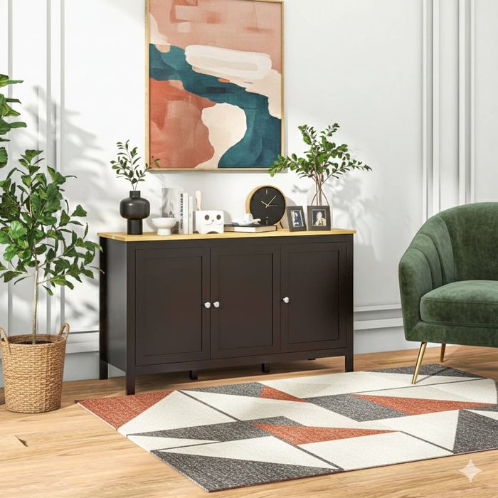 Essenza aparador negro madera 120cm 2 armarios sala comedor