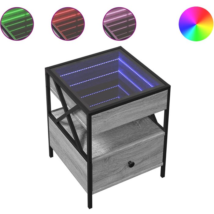 Mesa de centro con infinity led gris sonoma 40x40x51 cm cfw867978