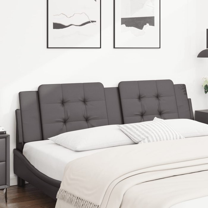 Cabecero de cama acolchado cuero sintético gris 180 cm - comfortxl