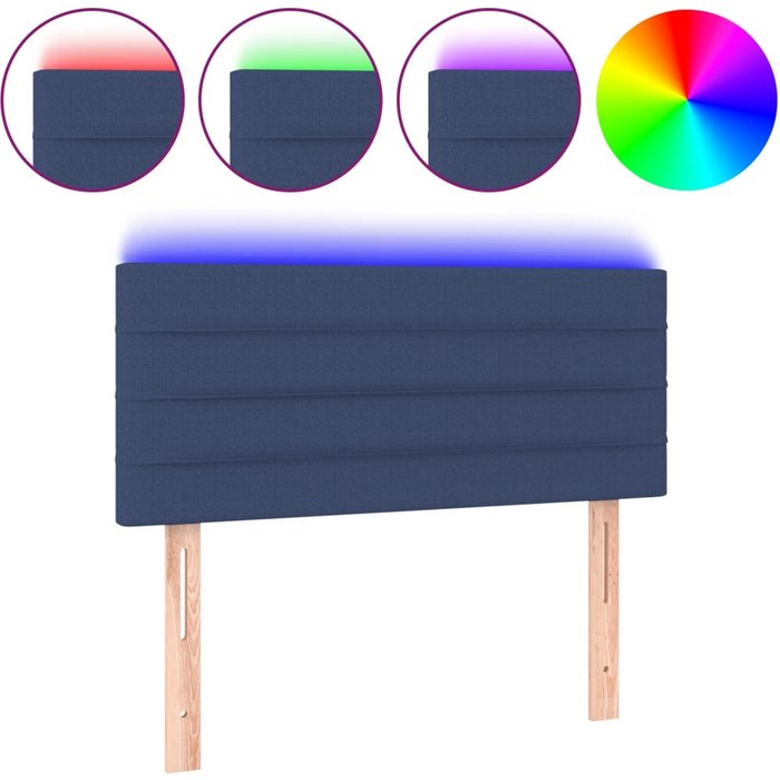 Cabecero cama - mueble cabecero con led de tela azul 90x5x78/88 cm