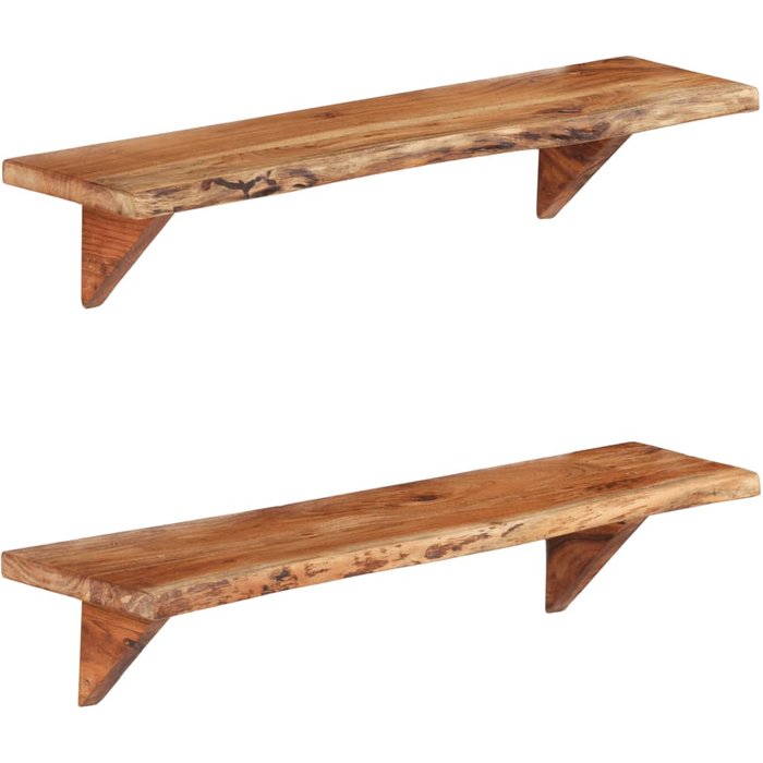 Estantes de pared 2 piezas 90x20x18 cm madera maciza de acacia