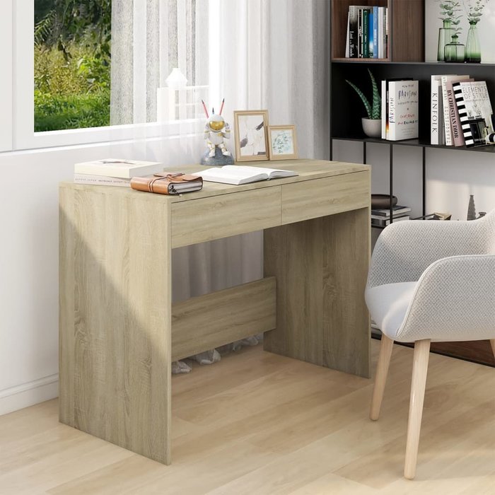 Escritorio sonoma de roble, 101x50x76,5 cm, madera de ingeniería.