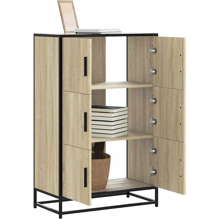 Aparador alto madera de ingeniería y metal sonoma 68x35x106,5cm vidaxl