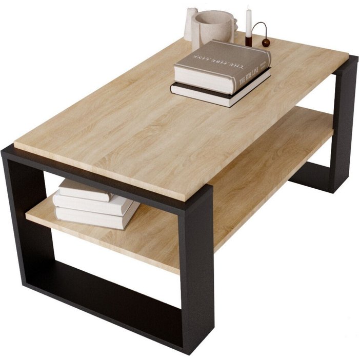 Table basse kaja96 moderne et stable pour le salon en matériau composite.