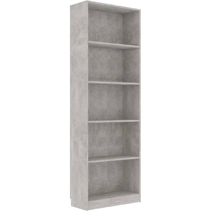 Estantería de 5 niveles contrachapada gris hormigón 60x24x175cm – comfortxl