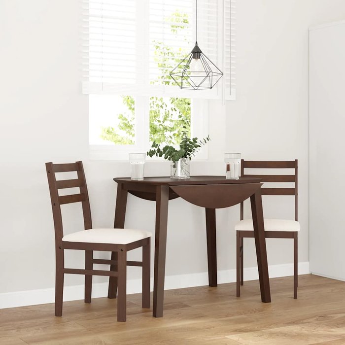 Sillas de comedor con cojines, 2 piezas, color marrón, madera maciza, caucho.