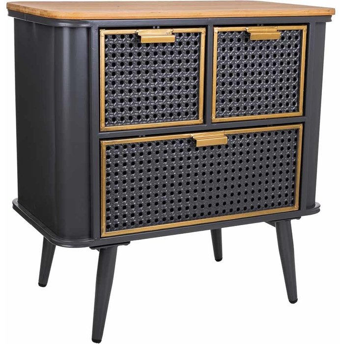 Mesita de metal y madera negro 58x33x60