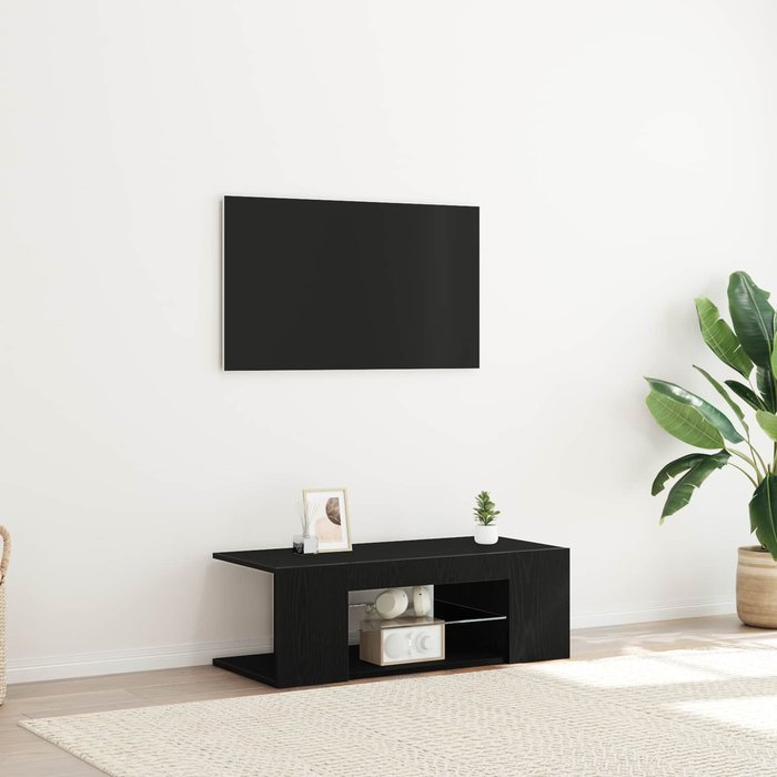Mueble de tv, roble negro, 90 x 39 x 30 cm, madera de ingeniería