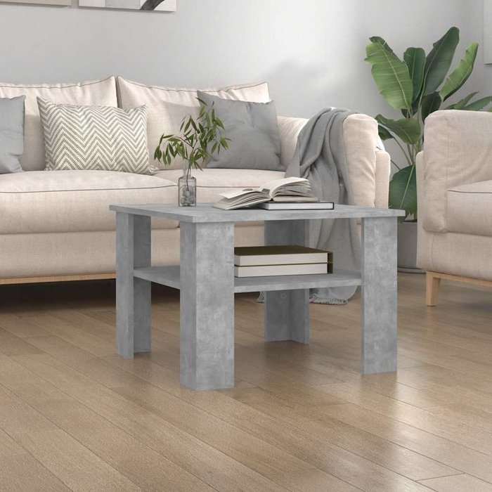 Mesa de centro, gris hormigón, 60x60x42 cm, madera de ingeniería.