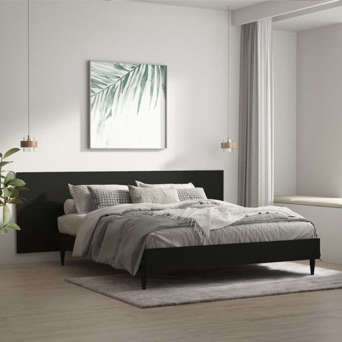 Vidaxl cabecero de cama pared madera contrachapada negro 240x1,5x80cm