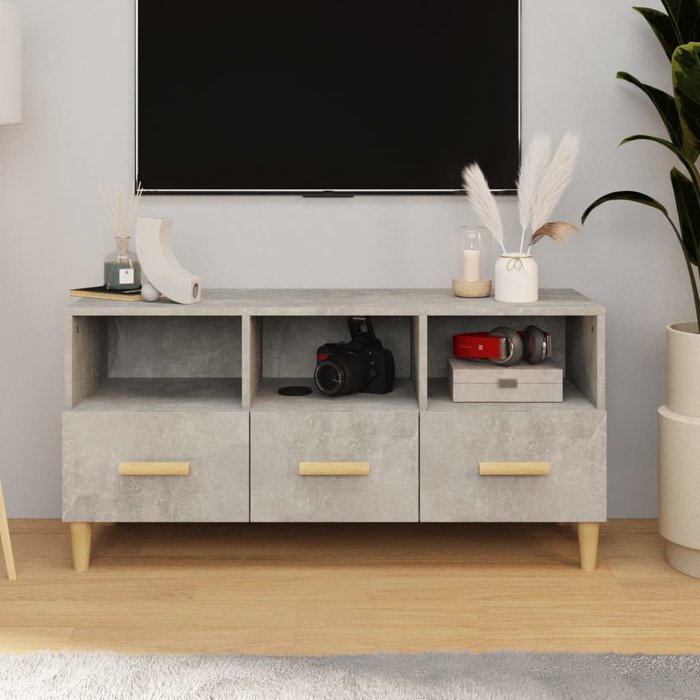Mueble de tv de madera de ingeniería gris hormigón 102x36x50 cm