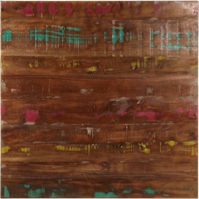 Tablero de mesa cuadrado de 70x70x2,5 cm, de madera maciza reciclada.