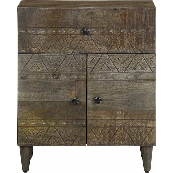 Mesita de noche madera maciza de mango gris claro 50x33x60 cm - comfortxl