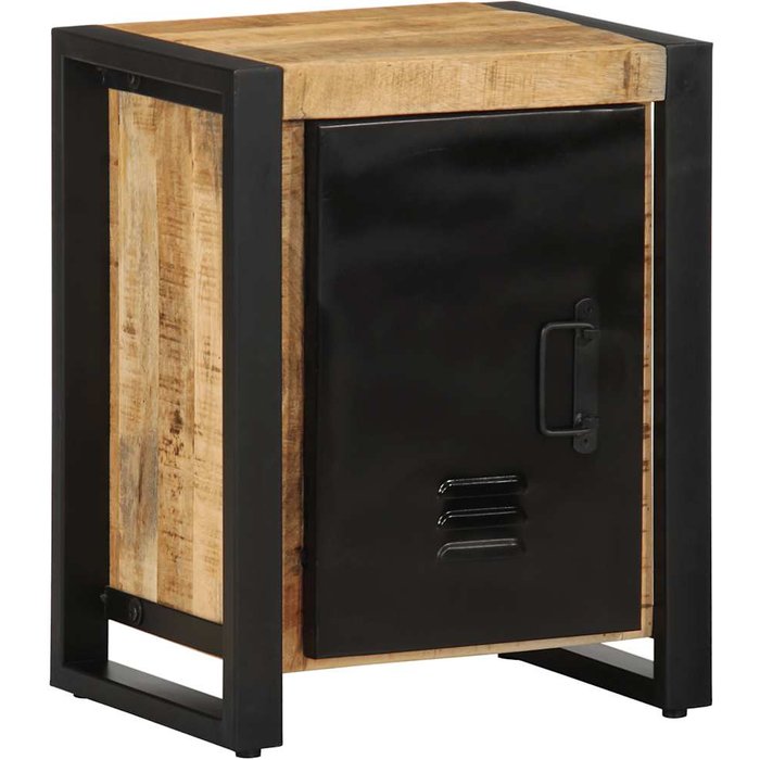 Mesita de noche de 40x30x51 cm, madera maciza de mango natural.