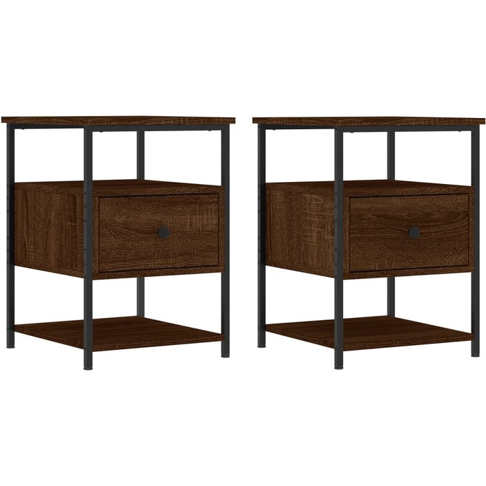 Mesitas de noche 2 piezas roble marrón 40x42x56cm madera contrachapada